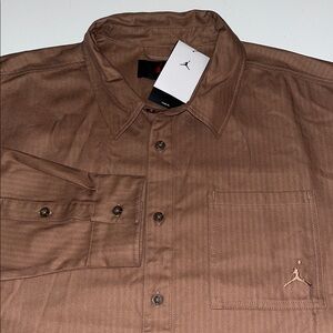 Nike Jordan Essentials Shirt Men's XXL Button Up  FV7446 Brown NWT $120
